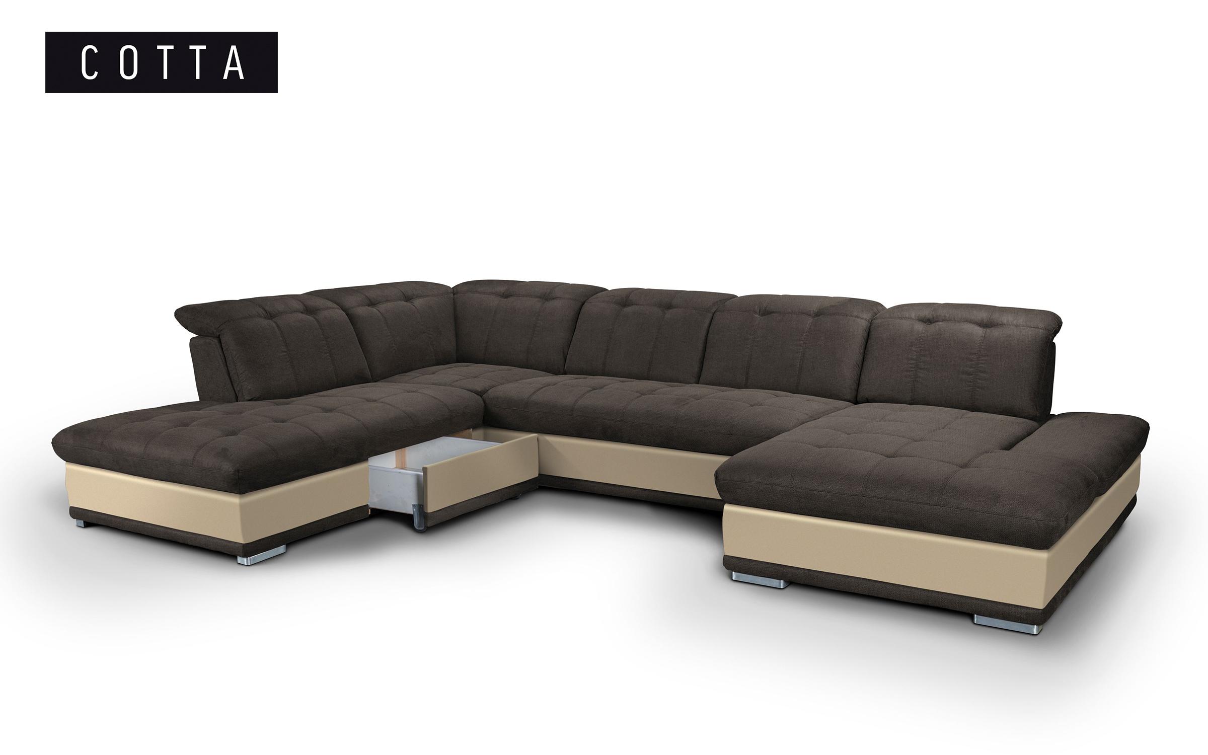 Γωνιακός καναπές Π σχήμα Balero, σκούρο καφέ + μπεζ  6